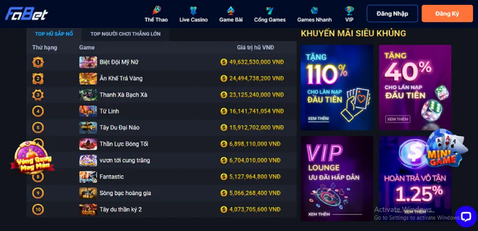 Hoàn trả cược aog777 app